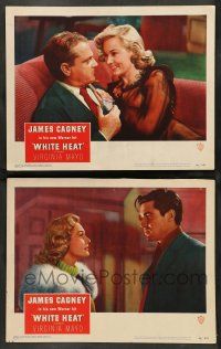 8z995 WHITE HEAT 2 LCs '49 James Cagney is Cody Jarrett, classic noir, top of the world, Ma!