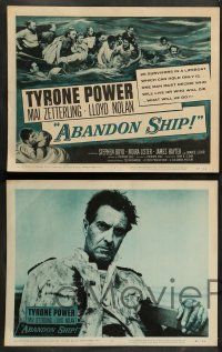 8z048 ABANDON SHIP 8 LCs '57 Tyrone Power & 25 survivors in a lifeboat which can hold only 12!