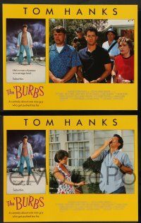 8z112 BURBS 8 LCs '89 images of Tom Hanks, Bruce Dern, Carrie Fisher, in savage land, suburbia!