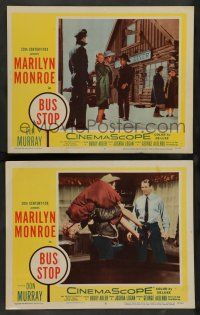 8z898 BUS STOP 2 LCs '56 sexy Marilyn Monroe carried by Don Murray and in front of diner!