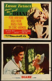 8z158 DIANE 8 LCs '56 sexiest Lana Turner in title role, young Roger Moore, Pedro Armendariz!