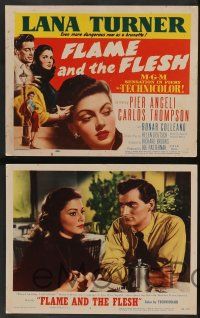 8z189 FLAME & THE FLESH 8 LCs '54 sexy brunette bad girl Lana Turner, plus Pier Angeli!