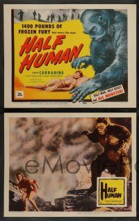 8z217 HALF HUMAN 8 LCs '57 images of wacky giant ape monsters & stars in peril!