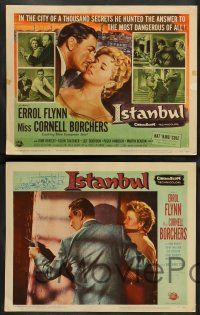 8z253 ISTANBUL 8 LCs '57 great images of Cornell Borchers, Errol Flynn in Turkey, Nat King Cole!