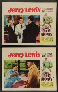 8z942 IT'S ONLY MONEY 2 LCs '62 wacky private eye Jerry Lewis, cool border art!