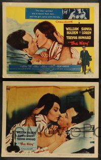 8z273 KEY 8 LCs '58 Carol Reed, cool tc kiss art of William Holden & sexy Sophia Loren!