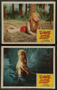 8z952 LIANE JUNGLE GODDESS 2 LCs '58 images of mostly naked 16 year-old Marion Michaels, 1 censored
