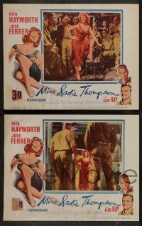 8z678 MISS SADIE THOMPSON 6 3D LCs '53 images of sexy Rita Hayworth w/ Aldo Ray & Charles Bronson!