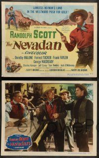 8z346 NEVADAN 8 LCs '50 Gordon Douglas directed, Dorothy Malone, Randolph Scott in western action!