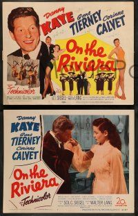 8z862 ON THE RIVIERA 3 LCs '51 Danny Kaye, sexy Gene Tierney & Corinne Calvet, with title card!