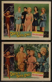 8z620 QUEEN OF OUTER SPACE 7 LCs '58 sexy Zsa Zsa Gabor & Laurie Mitchell, beauties of planet Venus