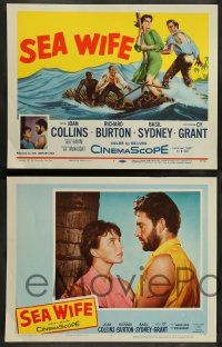 8z439 SEA WIFE 8 LCs '57 cool images of sexy Joan Collins & Richard Burton on raft at sea!