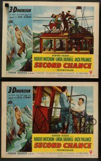 8z815 SECOND CHANCE 4 3D LCs '53 Robert Mitchum & Linda Darnell, cool cable car and dancing scenes