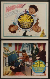 8z513 THREE STOOGES GO AROUND THE WORLD IN A DAZE 8 LCs '63 wacky images of Moe, Larry & Curly-Joe!