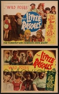 8z827 WILD POSES 4 LCs R52 Our Gang, Spanky, Buckwheat, Little Rascals, cute images!