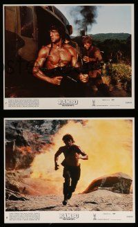 9a135 RAMBO FIRST BLOOD PART II 8 8x10 mini LCs '85 great images of Sylvester Stallone & big guns!