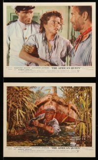 9a024 AFRICAN QUEEN 8 color English FOH LCs '53 images of Humphrey Bogart & Katharine Hepburn!