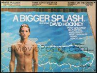 9b311 BIGGER SPLASH British quad '74 barechested Peter Schlesinger, classic gay documentary!