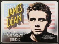 9b347 JAMES DEAN: THE FIRST AMERICAN TEENAGER British quad '76 at 18 he became a man, at 24 a legend