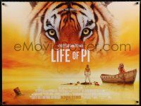 9b352 LIFE OF PI advance DS British quad '12 Suraj Sharma, Irrfan Khan, coolest tiger!