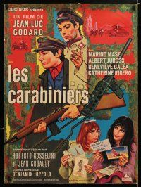 9b244 CARABINEERS French 22x30 '63 Jean-Luc Godard's Les Carabiniers, cool art by Jean Barnoux!