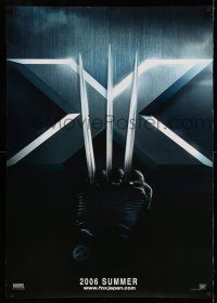 9b813 X-MEN: THE LAST STAND teaser DS Japanese 29x41 '06 Jackman, Stewart, Marvel, claw over logo!
