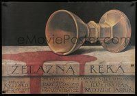 9b619 ZELAZNA REKA Polish 26x38 '89 really cool Wieslaw Walkuski art of spilled goblet!