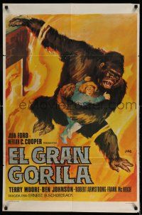 9b156 MIGHTY JOE YOUNG Spanish R68 first Ray Harryhausen, cool Jano art of ape rescuing girl!