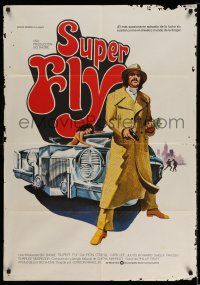 9b169 SUPER FLY Spanish '80 great artwork of Ron O'Neal with car & girl sticking it to The Man!