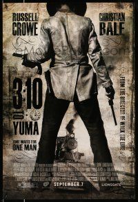 9c037 3:10 TO YUMA advance DS 1sh '07 cowboys Russell Crowe & Christian Bale, cool design!
