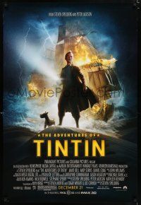 9c051 ADVENTURES OF TINTIN advance DS 1sh '11 Steven Spielberg's version of the Belgian comic!