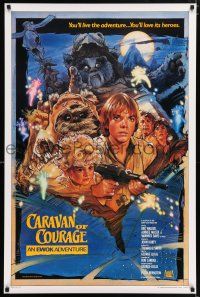 9c027 CARAVAN OF COURAGE style B int'l 1sh '84 An Ewok Adventure, Star Wars, art by Drew Struzan!