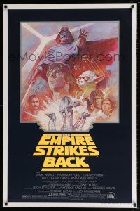 9c013 EMPIRE STRIKES BACK 1sh R81 George Lucas sci-fi classic, cool art by Tom Jung!