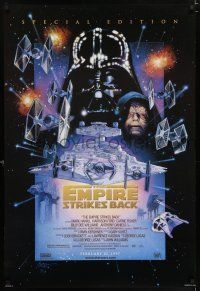 9c016 EMPIRE STRIKES BACK style C advance DS 1sh R97 George Lucas, Mark Hamill, Ford, Tom Jung art!