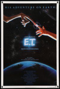9c210 E.T. THE EXTRA TERRESTRIAL 1sh '83 Drew Barrymore, Spielberg, Alvin art, continuous release!