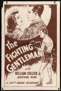 9c236 FIGHTING GENTLEMAN 1sh R1940s William Collier, Jr., cool boxing artwork!