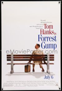 9c239 FORREST GUMP advance DS 1sh '94 Tom Hanks sits on bench, Robert Zemeckis classic!