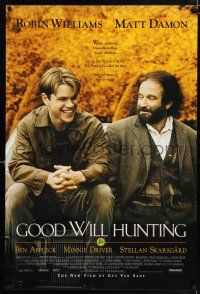 9c282 GOOD WILL HUNTING 1sh '97 great image of smiling Matt Damon & Robin Williams!