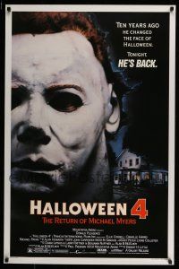 9c298 HALLOWEEN 4 1sh '88 Ten years ago he changed Halloween. tonight Michael Myers is back!