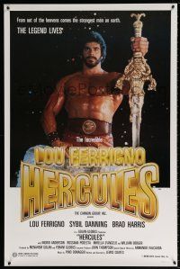 9c315 HERCULES 1sh '83 photo image of strongman Lou Ferrigno & huge sword!