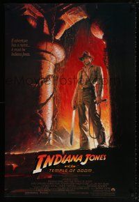 9c354 INDIANA JONES & THE TEMPLE OF DOOM 1sh '84 adventure is Ford's name, Bruce Wolfe art!