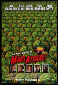 9c454 MARS ATTACKS! int'l advance DS 1sh '96 directed by Tim Burton, image of many alien brains!