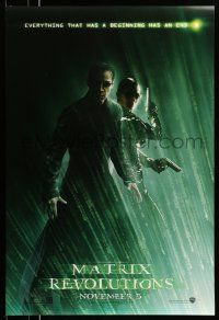 9c464 MATRIX REVOLUTIONS teaser DS 1sh '03 Keanu Reeves as Neo & Carrie-Anne Moss as Trinity w/guns