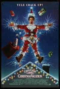 9c504 NATIONAL LAMPOON'S CHRISTMAS VACATION DS 1sh '89 Consani art of Chevy Chase, yule crack up!
