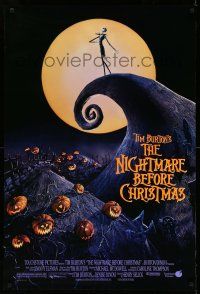 9c517 NIGHTMARE BEFORE CHRISTMAS DS 1sh '93 Tim Burton, Disney, great Halloween horror image!
