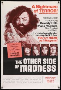 9c531 OTHER SIDE OF MADNESS 1sh '72 Charles Manson, horror art by Bill Proctor!
