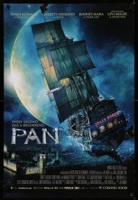 9c539 PAN advance DS 1sh '15 Hugh Jackman, Levi Miller in title role, flying Jolly Roger!