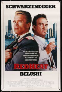 9c585 RED HEAT 1sh '88 great image of cops Arnold Schwarzenegger & James Belushi!