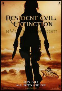 9c592 RESIDENT EVIL: EXTINCTION teaser 1sh '07 silhouette of zombie killer Milla Jovovich!