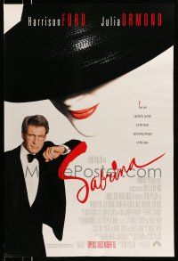 9c607 SABRINA advance 1sh '95 suave Harrison Ford in tuxedo, sexy Julia Ormond in hat!